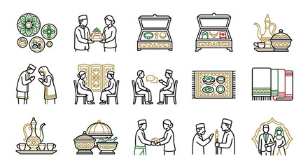 Islamic Family Traditions Icons: Greetings, Gifts, Hospitality, and Prayer © Mas Komplong