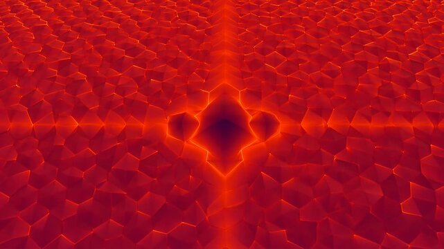 Abstract Fiery Crystal Formation Emitting Intense Red Light, A Mesmerizing Digital Art Creation