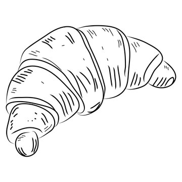 Hand Drawn Croissant Bread Line Art Vector Illustration