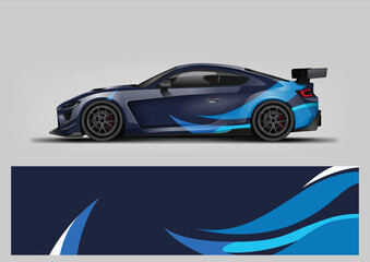 Deep Blue Flame Style Color Car Wrap Vector Illustration © Lancar