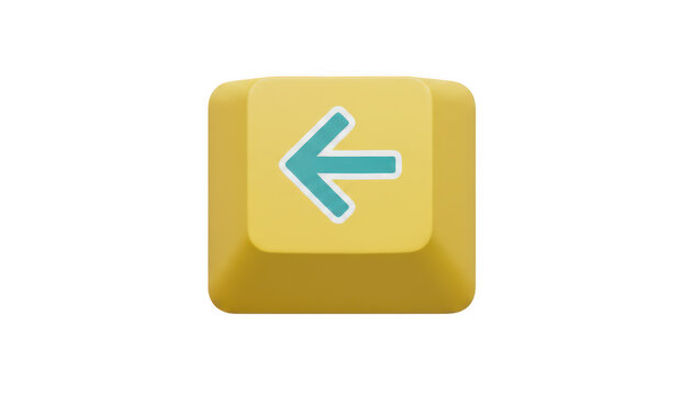 Yellow keyboard key with a blue left arrow icon button