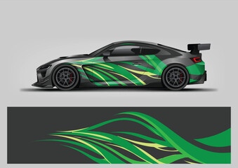 Green Energy Wave Style Color Vector Car Wrap Template © Lancar