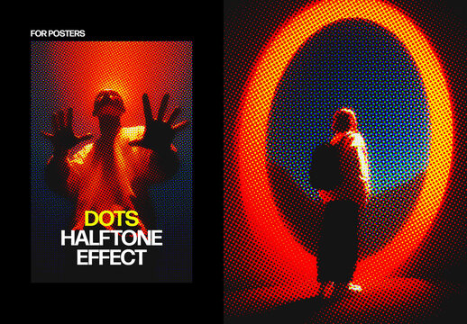Vertical Dots Halftone Effect For Poster And Print Design
