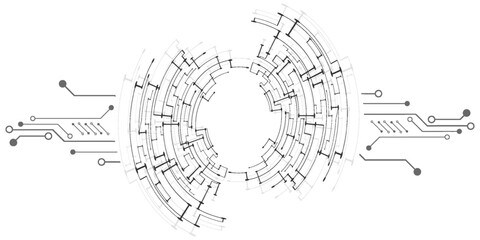 Technical circular background. Microchips. Blueprint. Vector background for your creativity © Aam_