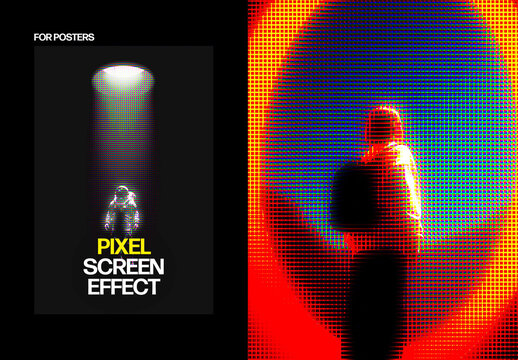Vertical Pixel Screen Photo Effect For Poster And Print Design