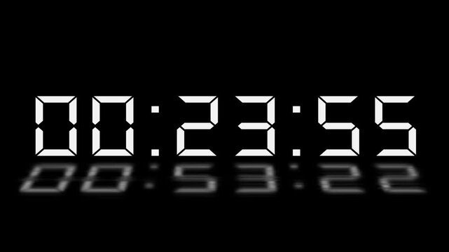 24 minute countdown timer animation. Countdown timer from 1440 to 0 animation on white background. 24 minute Digital Countdown Timer Animation. 4k motion video.
