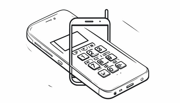 Old mobile phone with keypad buttons.