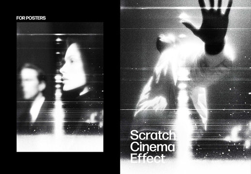 Vertical Scratch Cinema Photo Effect For Poster And Print Design