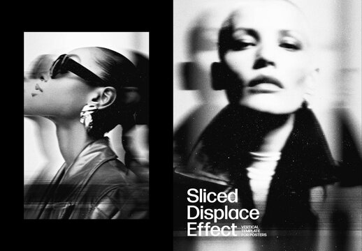 Vertical Sliced Displace Photo Effect For Poster And Print Design