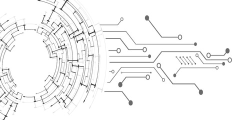 Technical circular background. Microchips. Blueprint. Vector background for your creativity © Aam_