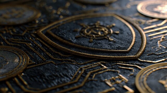 Stitched coin motifs for financial security