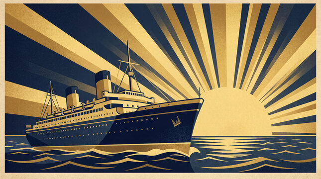 Vintage Cruise Ship Illustration