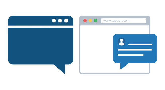 Online chat support window and browser interface icons