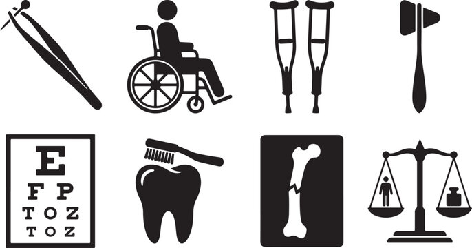 Set of simple black medical and healthcare icons for clinic and hospital design projects