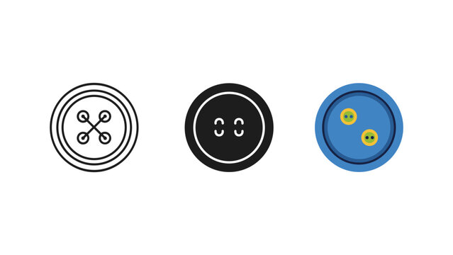 Clothing button vector icon set with clothing fastener accessory interface template minimalist seamstress