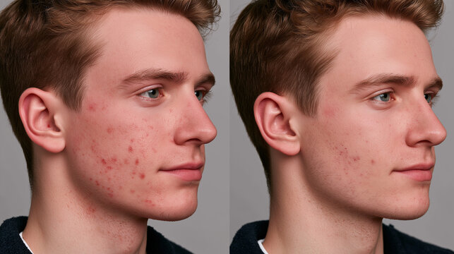 Before and After Body Acne Treatment Comparison, Clear Healthy Skin Recovery, Professional Dermatology Care Concept