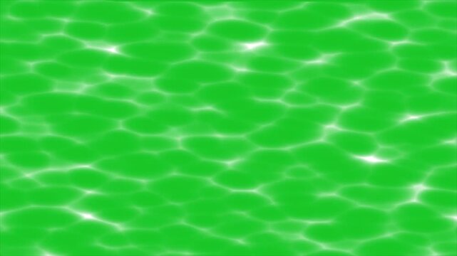 Abstract water ripple caustic light pattern on green screen background, seamless chroma key pool reflection texture, 4k motion graphics footage