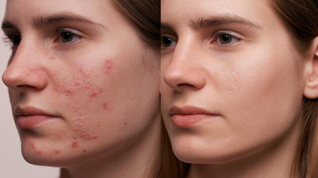 Before and After Body Acne Treatment Comparison, Clear Healthy Skin Recovery, Professional Dermatology Care Concept