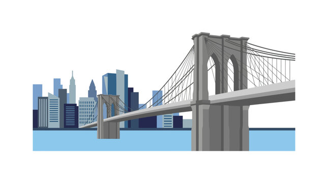 Brooklyn Bridge and New York City Skyline, Iconic Landmark, Urban Travel Destination