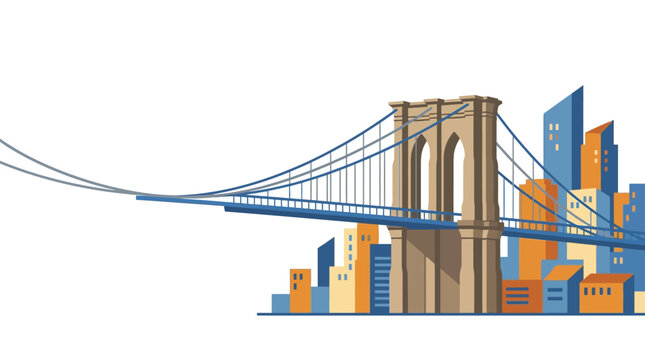 Brooklyn Bridge and New York City Skyline Illustration
