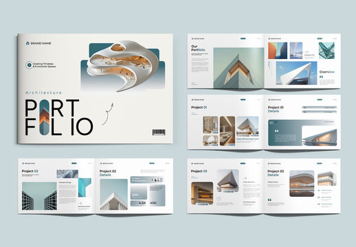 Architecture Portfolio Template with Minimal Interior Project Layout
