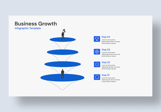 Minimal Business Growth Infographic with 4 Steps Success Strategy Funnel Template