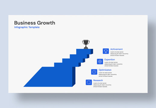 Corporate Business Growth Strategy Infographic Slide with 4 Steps to Achievement