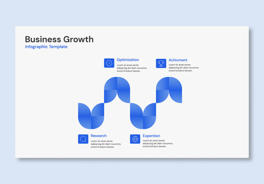 Business Growth Infographic Template with 4 Steps Process Flow Diagram