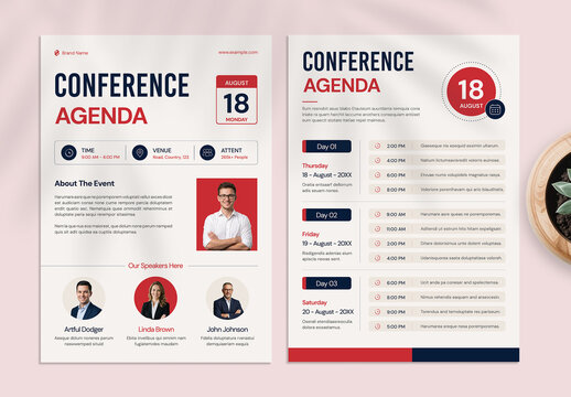 Corporate Business Conference Agenda Flyer and Schedule Template