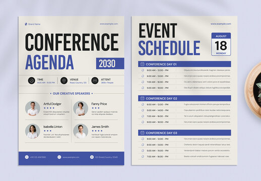 Business Conference Agenda Flyer Template for Corporate Events