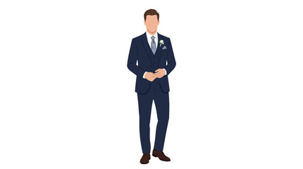 A man in a dark blue business suit stands confidently outdoors. © Nurul