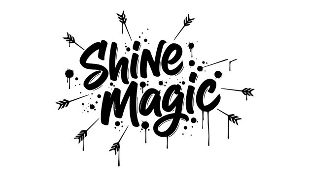 Shine magic graffiti style typography graphic element with graffiti
