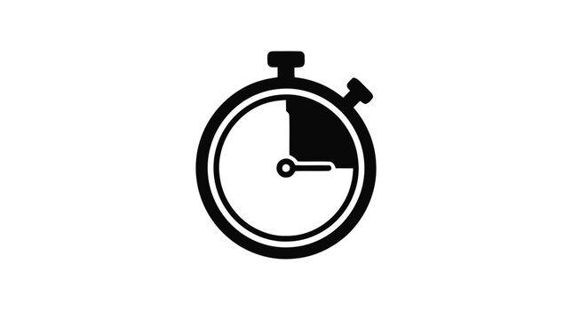 Vector illustration of stopwatch icon with a quarter of the dial filled, representing a time limit on a transparent background