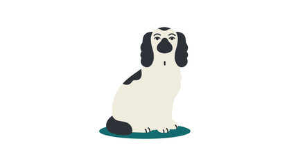 Obraz premium Cute Cocker Spaniel dog illustration, sitting, white background, simple flat design