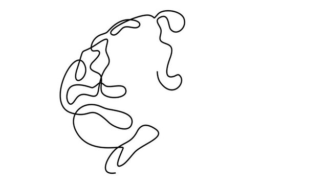Animated self drawing of continuous line draw of Human brain continuous one line drawing, Full length one line animation. 4K