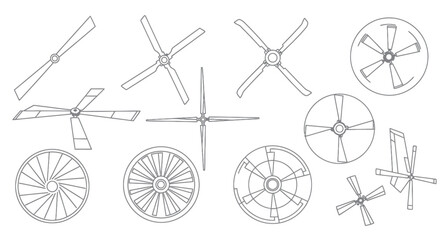 Propeller Icon Set Outline Vector © denisjack