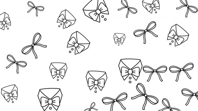 Multiple black and white outline formal shirt collars with bow ties pattern repeat design. Suitable for fashion brands promotional materials.
