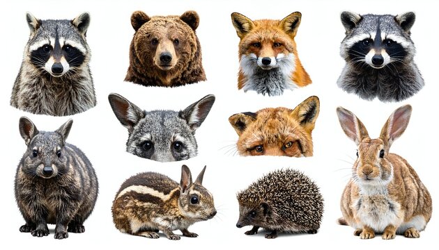 Safari Animal set bear raccoon fox hare squire