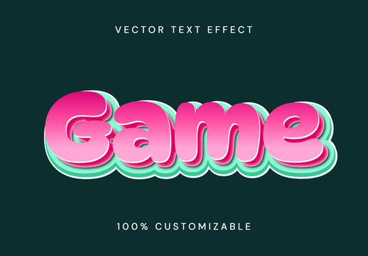 3D Cartoon Game Vector Text Effect