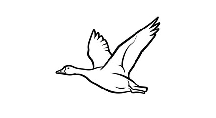 Obraz premium Flying Goose Outline Vector Illustration