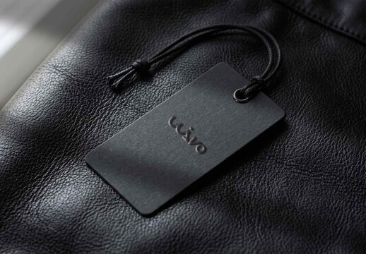 Hang Tag Logo Effect on Black Leather