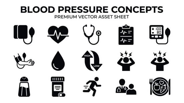 Blood pressure concept icons set