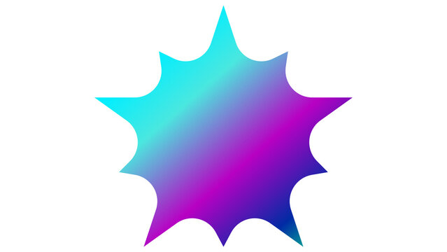 Neon starburst comic pop art element on transparent background