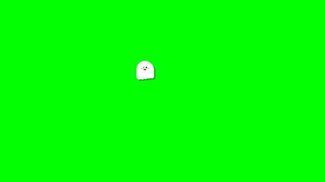 Cute Kawaii Cartoon Ghosts Floating on Green Screen Background for Halloween Party Social Media Content