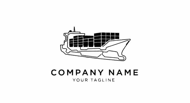 A logo design featuring a cargo ship.