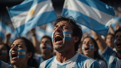 Fototapeta premium Celebration of passion, fans wave flags, joyful expressions, vibrant atmosphere