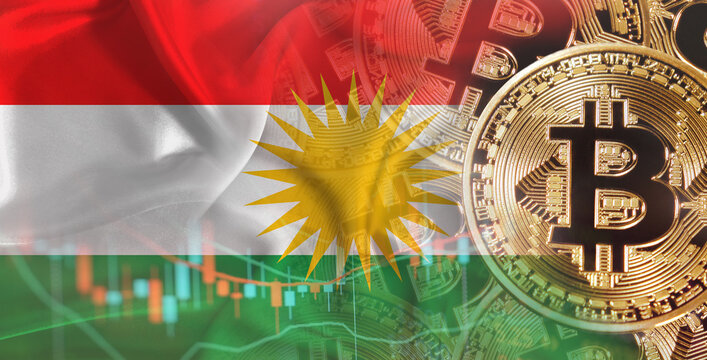 Bitcoin cryptocurrency with Kurdish flag, Investors in Blockchain Technology