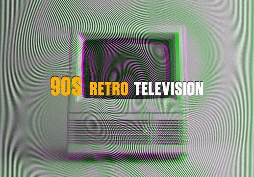 90s Retro Television Glitch Photo Effect