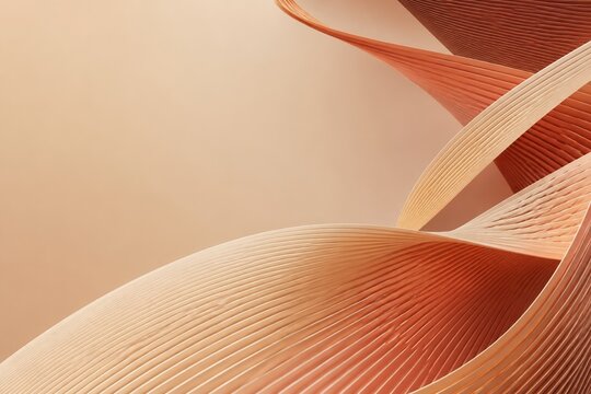Abstract Flowing Architectural Ribbons with Warm Parallel Lines