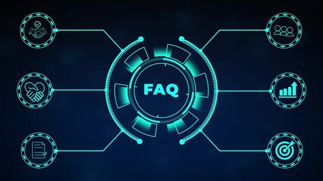 FAQ - Frequently asked questions concept. Chatbot technology concept. Artificial intelligence (AI) applications and innovation. Frequently asked questions in websites, social networks, business.